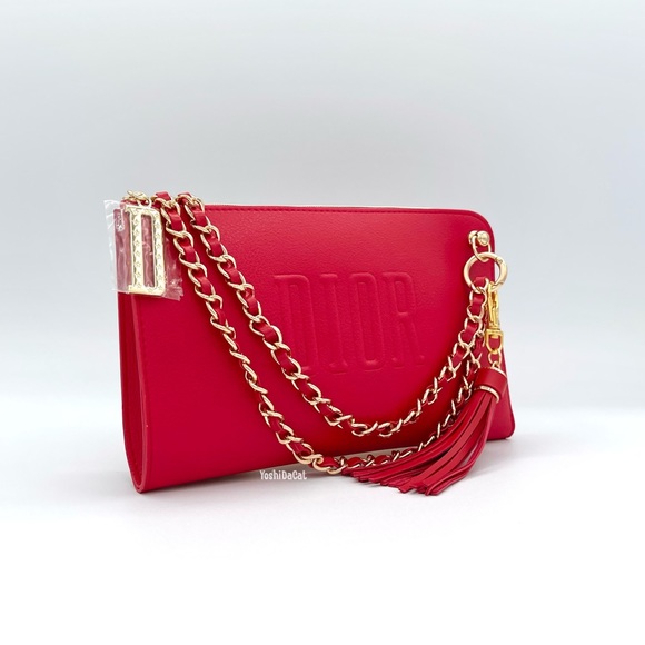 🆕 Dior Beauty Red Cosmetic Case to Clutch/Crossbody/Shoulder Bag Handbag Purse - Picture 5 of 12